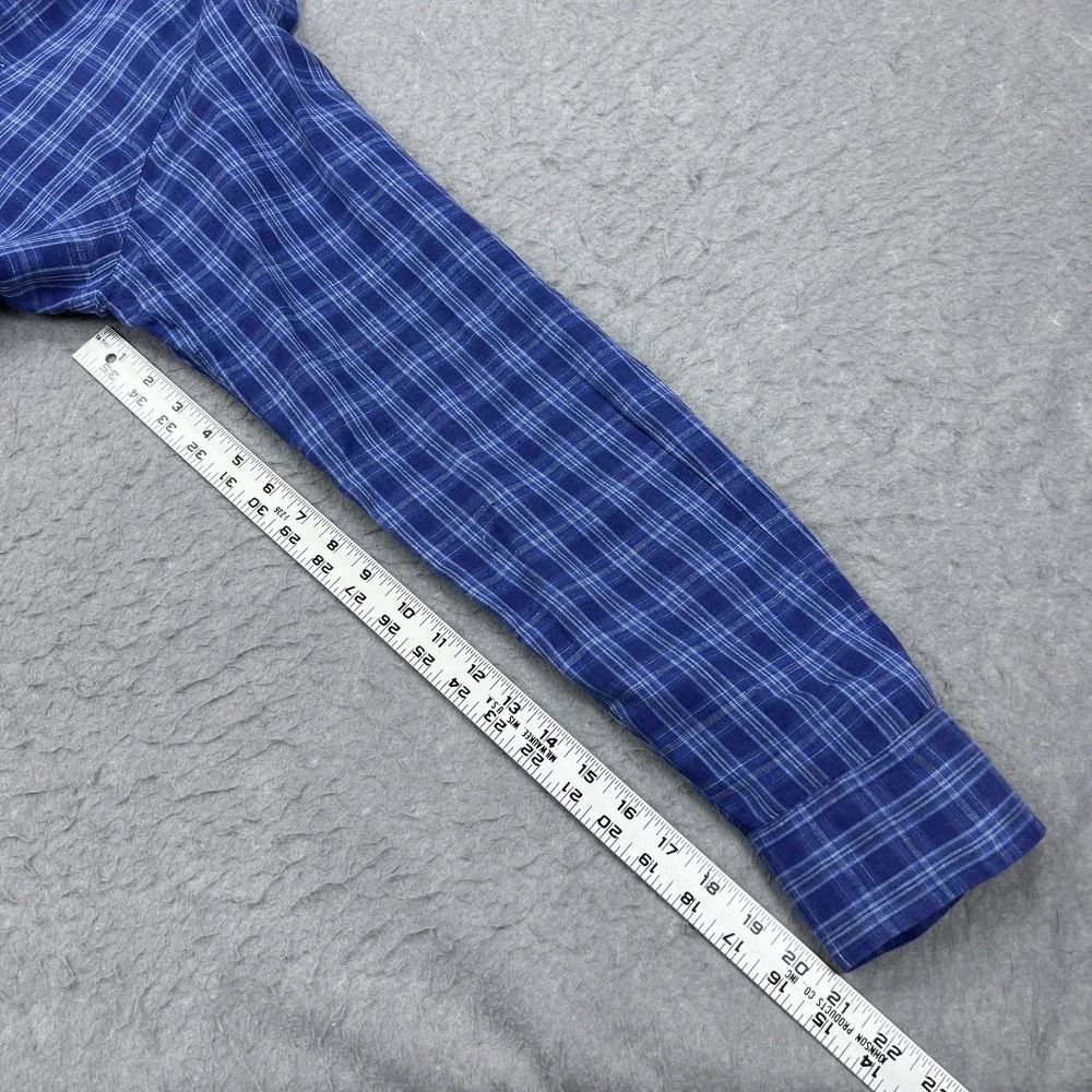 Ralph Lauren Shirt Men's XL Blue Plaid Ocean Wash Linen Long Sleeve Button Up